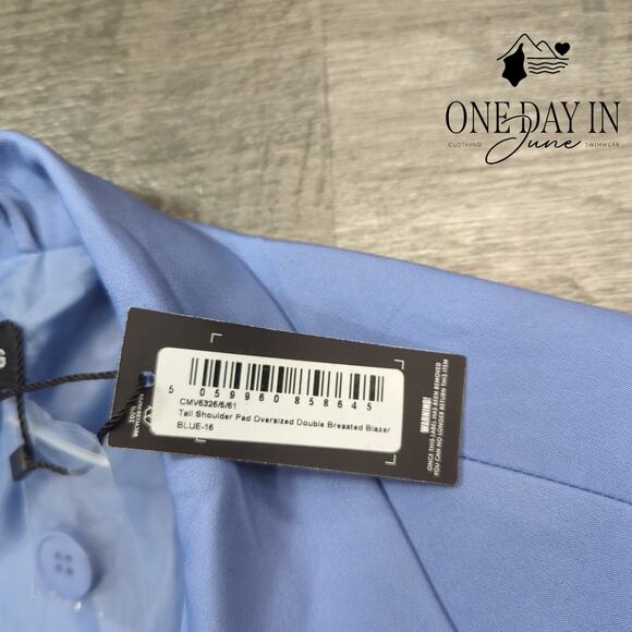 Prettylittlething Tall Shoulder Pad Oversized Double Breasted Blazer Size 12 - Picture 2 of 5